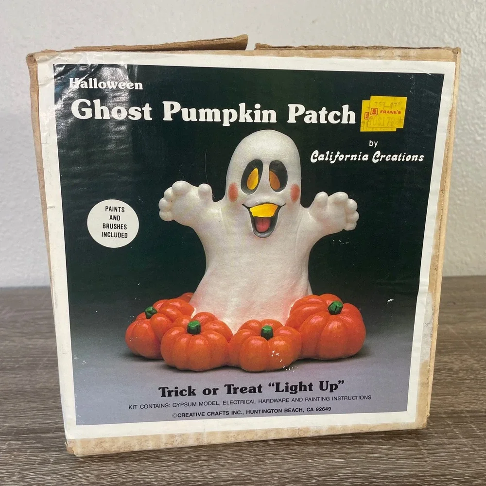 Vintage California Creations Ghost Pumpkin Patch Light Up Halloween Ceramic